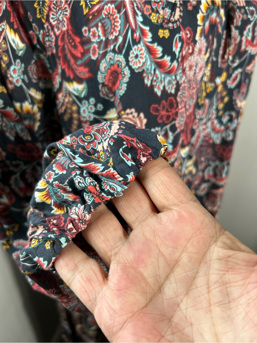 Bohemian Paisley Floral Tiered Maxi Dress M40 Medium Over Sized/100% Viscose - Picture 3 of 7